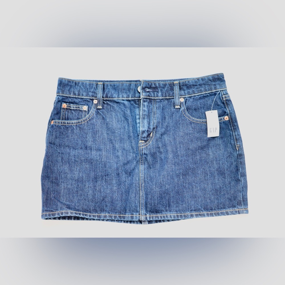 GAP Blue Denim Mini Skirt with Front Pockets